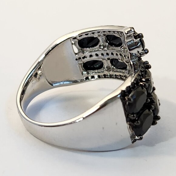 VTG NIB 925 Black Spinel ByPass "Hauntingly Glam" Ring 8.89ctw - Picture 7 of 11